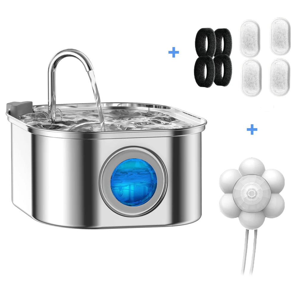 Fontaine à Eau Premium Animora 3,2 L en Acier Inoxydable - Eau fraîche et filtrée pour chiens et chats