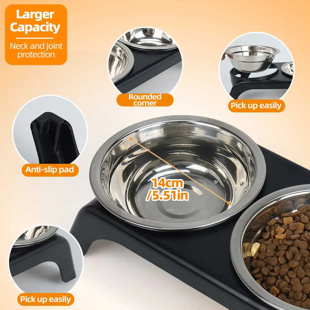 Support Surélevé Premium Animora avec Doubles  Bols en acier Inoxydable - Confort et Elégance pour chiens et chats