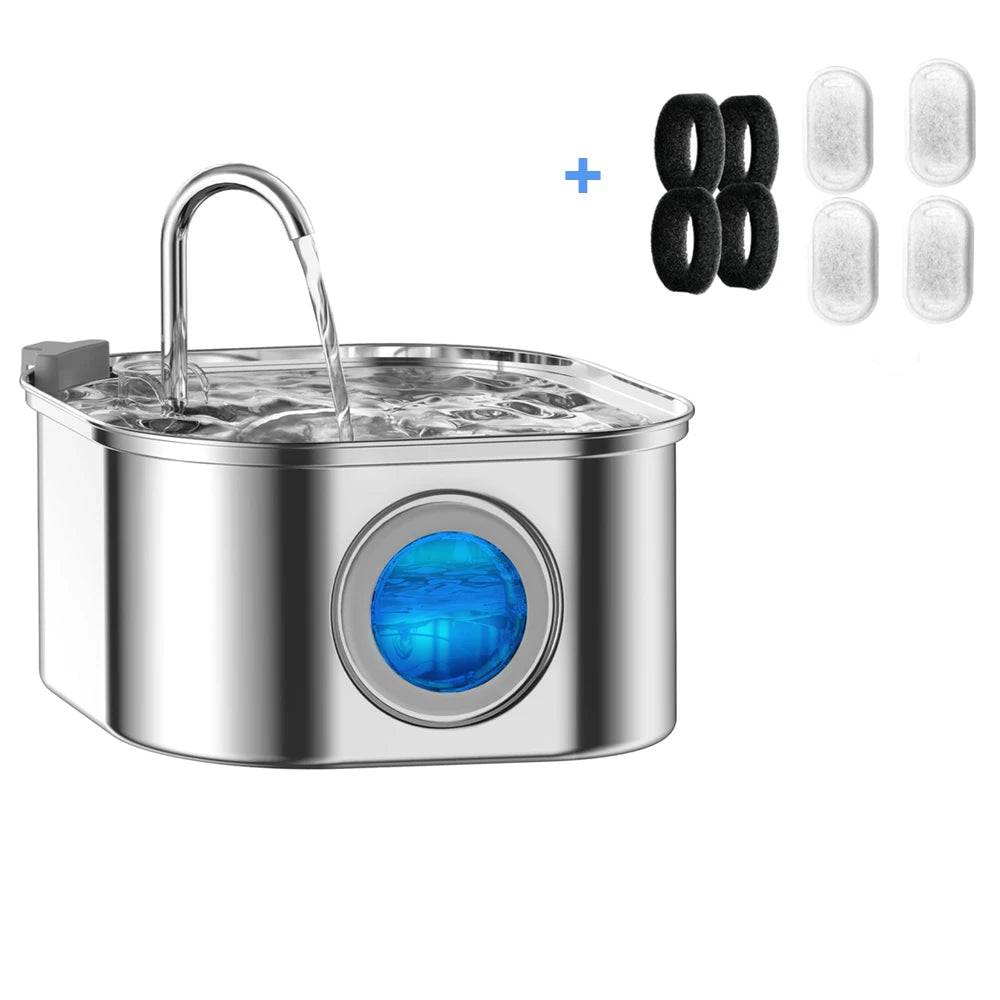 Fontaine à Eau Premium Animora 3,2 L en Acier Inoxydable - Eau fraîche et filtrée pour chiens et chats