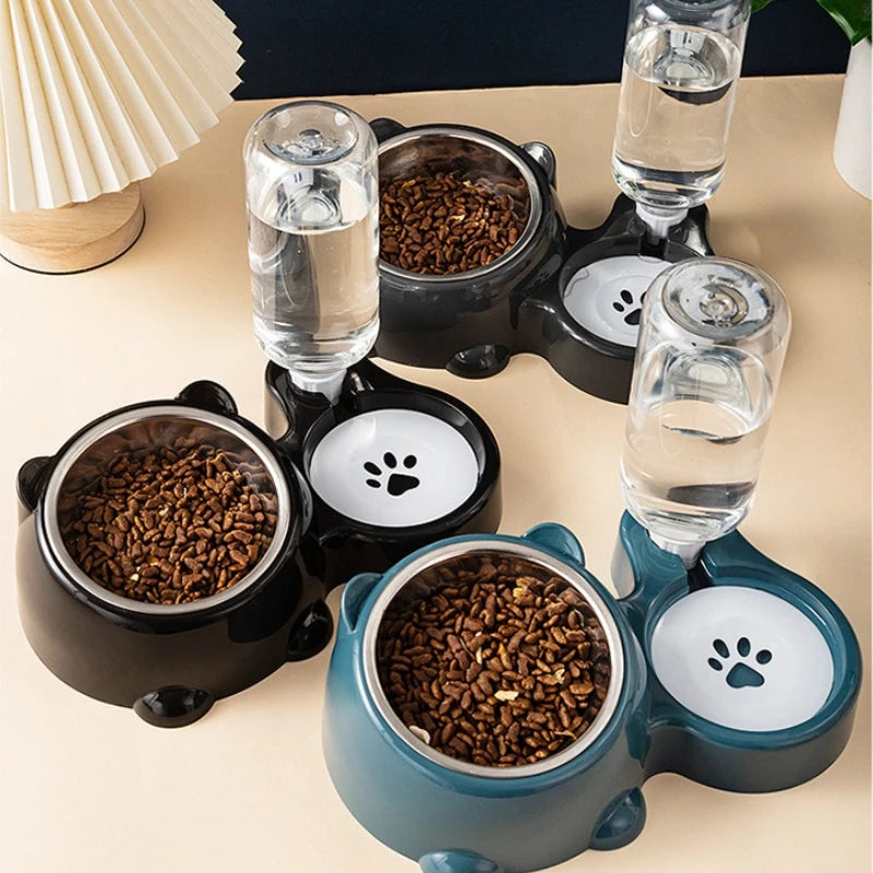 Distributeur automatique 2-en - 1 eau & nourriture pour chiens et chats